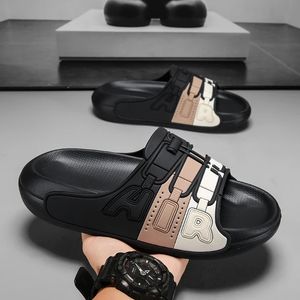 Zapatillas para hombre, zapatillas modernas de línea recta, toboganes de baño de aire para el hogar interior, zapatillas de playa para deportes al aire libre, zuecos de suela blanda - Product Image 3