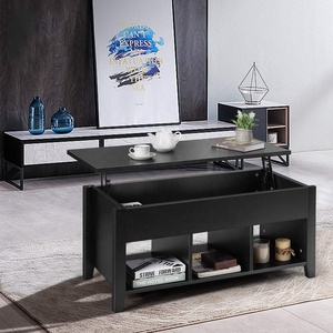Mesa de centro superior elevadora de madera con compartimento de almacenamiento oculto 3 estantes inferiores abiertos Mesa de centro emergente de un solo nivel Sala de estar - Product Image 5