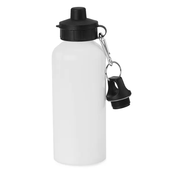 600ml 20oz Sublimation Aluminum Customized Water Bottle Full White-2 Lids