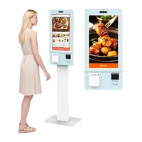 Kiosque de paiement à écran tactile de 21,5, 27 et 32 pouces, terminal de commande en libre-service, imprimante thermique, lecteur de code QR, restaurant