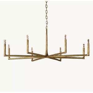 60" Round Solid Brass Large Chandelier Villa Banquet <b>Hall</b> Living Room Luxury Simple Antique Retro Gold Finish LED Chandelier - Product Image 5