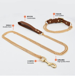 Colliers <span class=keywords><strong>pour</strong></span> chiens en acier inoxydable, anti-explosion, doubles chaînes solides et en cuir, tailles S-2XL <span class=keywords><strong>pour</strong></span> toutes les tailles de chiens - Product Image 5