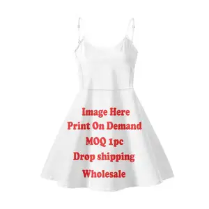 Custom Design/Text/Photo Sublimation Print Summer Casual Dresses Ladies Women 2024 Sleeveless Adjustable Beach Dress Sundress