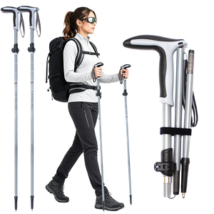 Bâton <span class=keywords><strong>de</strong></span> randonnée pliable en <span class=keywords><strong>fibre</strong></span> <span class=keywords><strong>de</strong></span> <span class=keywords><strong>carbone</strong></span>, 5 sections, poignée en T, 95-110 cm, fabrication OEM personnalisée, vente en gros directe d'usine OKHEALING - Product Image 2