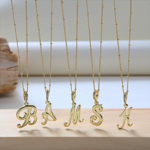 Nuevo Collar de Cadena de Bambú con Diamantes de Laboratorio Cristianos de Moda, Chapado en Oro de 18K, Cobre, Pulido, <span class=keywords><strong>Letra</strong></span> Cursiva, 26 - Product Image 3