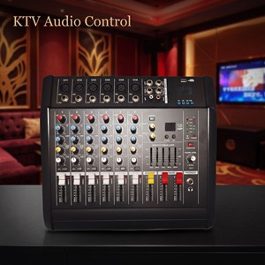Console de mixage audio 6 voies alimentée par sonorisation en direct, 200W à 8 ohms avec moniteur casque pour salles scolaires et petites manifestations - Product Image 1