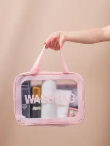 Basit güzel pembe özel logo makyaj çantası kozmetik makyaj çantaları kozmetik fermuarlı çanta kızlar kadınlar için seyahat için yüzme