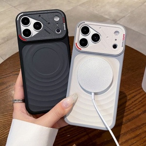 Funda magnética para teléfono móvil con diseño de ondas metálicas, colores puros, para iPhone 12 13 14 15 16 17 Pro Max, venta al por mayor - Product Image 2