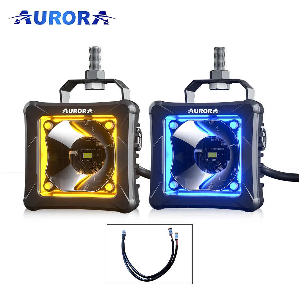 Aurora lampu LED RGB Off Road, cahaya RGB 30W 2 "untuk 4x4 SUV ATV truk mobil lampu rgb