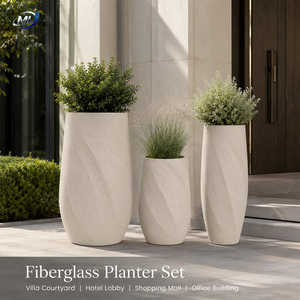 Ensemble de jardinières en fibre de verre personnalisées, vase sculpté, pot de fleurs pour extérieur, décoration de jardin, décoration intérieure - Product Image 1