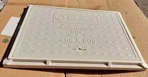 Tapa de alcantarilla cuadrada de plástico blanco con cerradura, tapa de inspección de drenaje de alta resistencia - Product Image 5