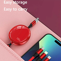 HYTO OEM Logo Cadeau Câble de Données Tressé en Nylon 1.2M 3 en 1, Câble de Charge USB Rétractable Multiple 100W TPE pour Téléphone/Type-C/Android