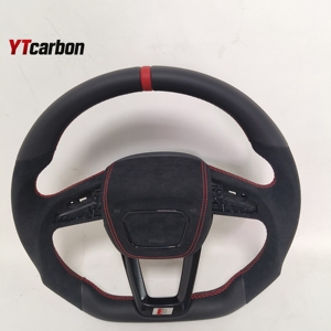 YTcarbon for <strong>Q7</strong> SQ7 4M Custom Brand New Racing Style Car Modify Real Italy Suede Leather Heated Steering Wheel - Product Image 2