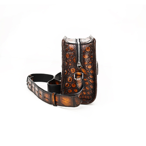 Bolso de Mano para Hombre Zenos de Cuero Genuino con Patrón de Cocodrilo Retro, Duradero, Moderno, para Viajes y Uso Diario, Portátil, Tipo Bandolera - Product Image 3