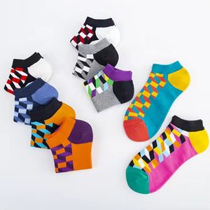 NEW Bulk Wholesale Crew Casual Sweat-Absorbent Happy Diamond Design Colored Custom Ankle <b>Socks</b> Men High Quality - Product Image 5