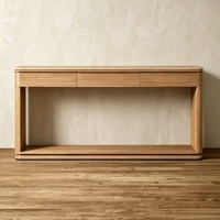 Meubles de salon de style rétro, table console en bois massif avec plateau en marbre, couleur personnalisable, avec 3 tiroirs pour appartement ou villa
