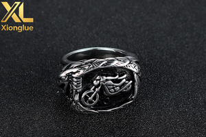 Anillos de Acero Inoxidable al por Mayor, Estilo Punk Biker Europeo Americano, Diseño de Calavera Natural, Retro, Personalizados, para Fiestas y Aniversarios - Product Image 5