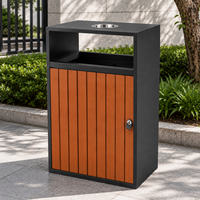 Poubelle extérieure en métal et bois composite avec cendrier en acier inoxydable, armoire à déchets verrouillable pour usage commercial