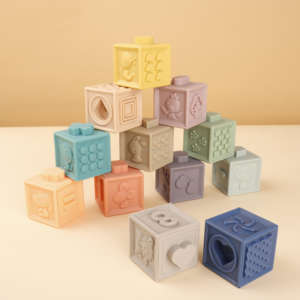 티 더 짜기 실리콘 빌딩 장난감 실리콘 베이비 소프트 블록 - Product Image 1