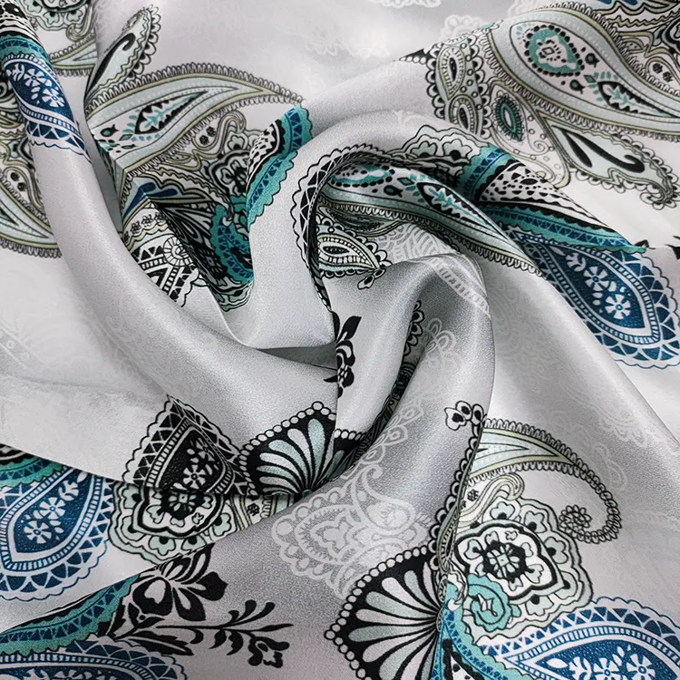 Tecido de seda com estampa digital, tecido padrão para lenço de 16mm seda charmeuse
