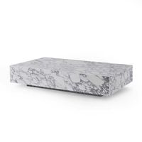 Table basse rectangulaire en marbre minimaliste italien, pour salon de villa, petite table basse domestique, grande table basse de luxe en pierre blanche