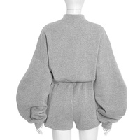 Ensemble femme Viviblook Q25ST317, nouveau modèle d'hiver, couleur unie, sweat-shirt décontracté à manches longues, ensemble short, ensemble 2 pièces pour femmes