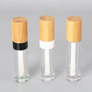 mayor maquillaje contenedor vacío Lucency fondo de bambú tapas 8ml tubo de brillo de labios con aluminio cepillo para las niñas