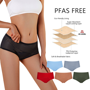 Culottes Hipster Femme Shanhao OEM sans PFAS, Taille Moyenne, Anti-Fuite, en Dentelle, Sous-vêtements Menstruels Bio - Product Image 1