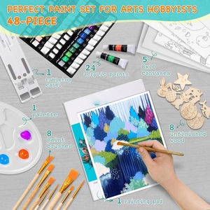 Ensemble de couleurs artistiques pour débutants, 45 pièces, peinture acrylique, brosse en nylon, palette de <span class=keywords><strong>chevalet</strong></span> en aluminium, boîte colorée, <span class=keywords><strong>kit</strong></span> cadeau - Product Image 2