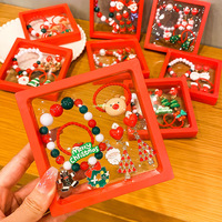 Ensemble de bijoux de Noël pour enfants, bracelets, boucles d'oreilles, Père Noël, sapin de Noël, bonhomme de neige, dessins animés, cadeau de Noël