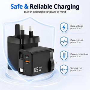 อะแดปเตอร์ชาร์จเร็ว 3 in 1 65W แบบพับเก็บได้ พร้อมพอร์ต USB คู่ และสายชาร์จ Type C - Product Image 3