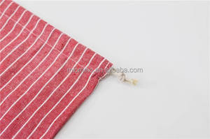 12x15 Inches Natural <b>Linen</b> Bread Drawstring <b>Bag</b> Red Strip Reusable Cotton <b>Linen</b> Food Storage Recyclable Feature - Product Image 2