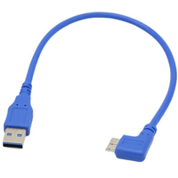 Kabel Hard Drive PVC/PTFE/nilon berinsulasi 90 derajat sudut kanan kiri BM ke USB 3.0 AM