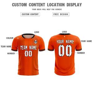 Jersey/Seragam Sepak Bola Klasik Bergaris Oranye Kustom yang Dapat Dipersonalisasi - Product Image 3
