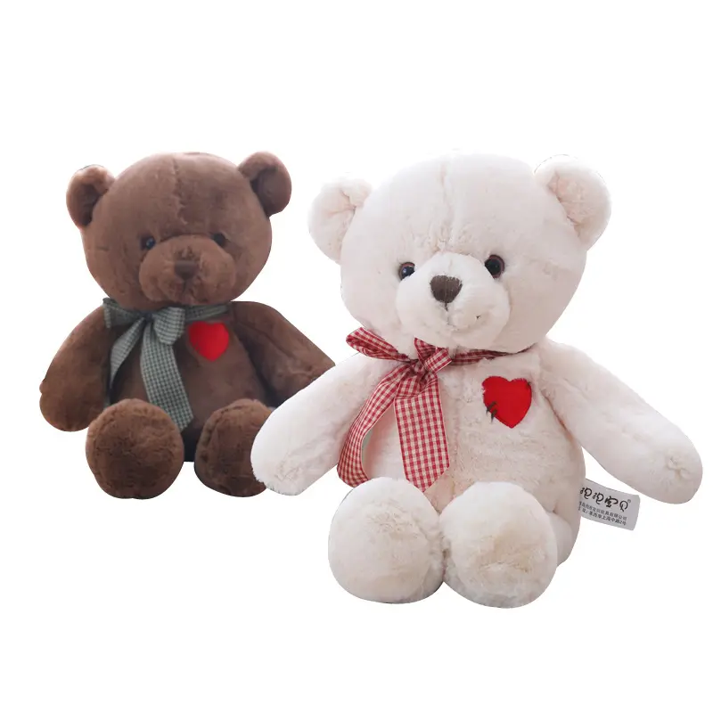 En Stock pas cher 35cm décoration de la maison saint-valentin animaux en peluche blanc marron ours en peluche