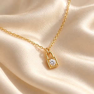 Lock and Key Pendant Necklace for Women Mini Design Daily Wear Collarbone Necklace - Product Image 4