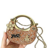Tas Malam Akrilik Kristal Hancur Mini yang Indah, Dompet Genggam Lipstik Portabel, Tas Tangan Selempang Bahu untuk Pesta Formal