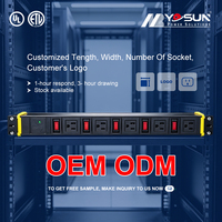 Regleta de alimentación industrial de alta potencia para montaje en rack, 6 tomas, Alemania, Reino Unido, EE. UU., unidad de distribución de enchufes para gabinetes de servidor, compatible con OEM, PDU