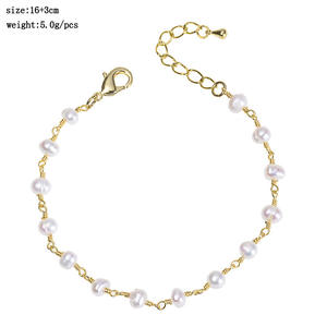 โรงงานกำไลข้อมือใหม่ ปี 2026 ขายส่งสินค้าใหม่ กำไลข้อมือโซ่ไข่มุกเรียบง่าย - Product Image 2