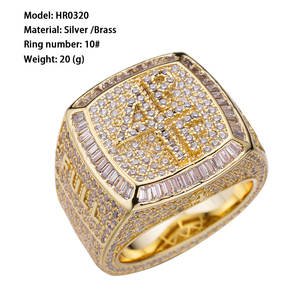 Bagues hiphop personnalisées, en argent sterling 925, forme carrée en laiton platine, bijou de <span class=keywords><strong>basket</strong></span>-ball, de champion, originales - Product Image 6