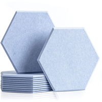 Tuiles acoustiques hexagonales en feutre PET 100% fibre de polyester pour décoration murale intérieure, réduction de l'écho, avec support auto-adhésif en option