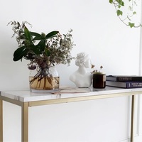 Table de Console de luxe moderne au Design Simple, Table d'angle supérieure en marbre doré, Table de Console d'entrée