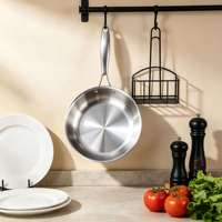 Ensemble de poêles en acier inoxydable de qualité supérieure, anti-rouille, avec répartition uniforme de la chaleur, design moderne pour la cuisson de steaks à la maison, vente en gros