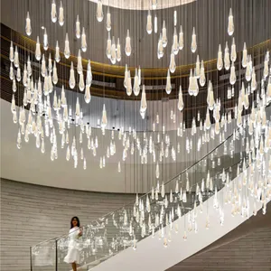 Iyi fiyat özel proje dekorasyon otel lobisinde büyük lüks kristal Led avize ışığı