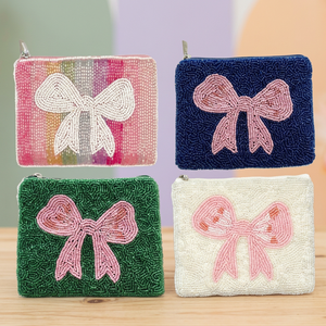 กระเป๋าใส่เหรียญลูกปัดทำมือ ปักลาย ซิปปิด  ออกแบบสีและขนาดได้ตามต้องการ เหมาะสำหรับเป็นของขวัญและของแจก - Product Image 3
