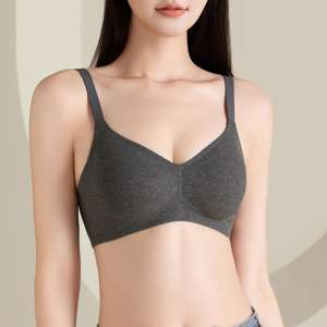 Soutien-gorge sans armatures push-up texturé, haute élasticité, sans couture, uni, élégant, pour petites poitrines, style basique de qualité, automne-hiver - Product Image 3