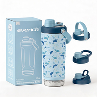 Bouteille shaker en acier inoxydable avec logo personnalisé et compartiment amovible pour poudre de protéines, 20 oz, pour la gym, le yoga et les compléments sportifs