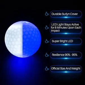 Fabrika toptan yüksek kalite özel Logo gece işık Up Glow elektronik LED Golf topları