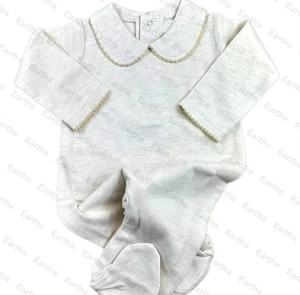 Vestito monogramma bambino Peter Pan colletto neonato neonato vestiti Footie bambino che torna a casa vestito - Product Image 4