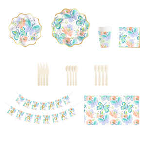 DAMAI Butterfly Party Tableware Bug Birthday Party Supplies Set Plates Napkins Cup Tableware Kit for 8 Guests - Product Image 6